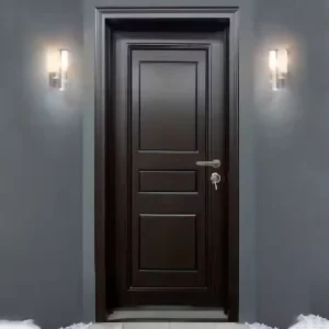 MDF PVC WPC Solid Wood Veneer Interior Room Door, Black Walnut