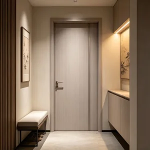 MDF Swing Apartment Entrance Door Panel with Wood Grain Scratch-Resistant Finish