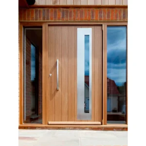 Mahogany Composite Front Exterior Door with 2 Sidelites