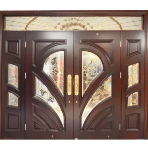 Mahogany Solid Wood Double Front Entry Door for Houses and Villas