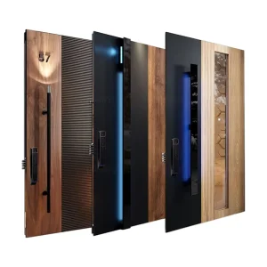 Main Entry Security Door, Intelligent Double Metal Cast Aluminum Door, Modern Steel Design