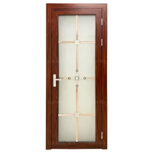 Malaysia Standard Red Grill Pattern Double Tempered Frosted Glass Swing Door for Toilet