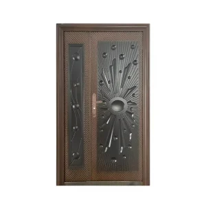 Manual Copper-Look Outdoor Soundproof Double Entry Door Set with Fingerprint Lock