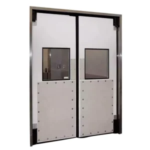 Manual Stainless Steel Restaurant Kitchen Double Swing Impact Traffic Door with Fiberglass Screen Finished