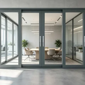 Manufacturer Aluminium Sliding Door with Class 4 Air Permeability and E1200 Watertightness for Commercial Use