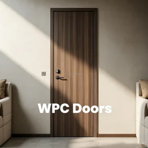 Manufacturer Apartment Internal WPC Soundproof Bedroom Door Walnut Modern PVC Film WPC Skin Commercial Building
