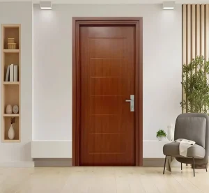 Manufacturer Custom Hardwood Frame HDF Painted Timber Entrance Door for Villas