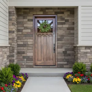 Manufacturer Heavy-Duty Modern Farmhouse-Style Soundproof Solid Wood Pivot Entry Door