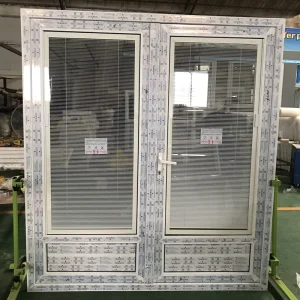White Color Casement Upvc Doors with Built in Blinds Design for Balcony