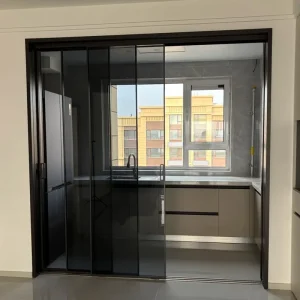 Matte Black Aluminum Sliding Door with Low Threshold
