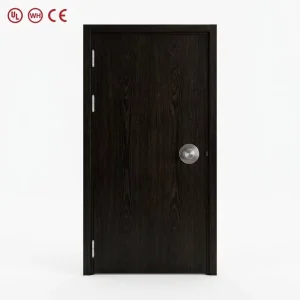 Matte Black Frame Walnut Wood Fire Door