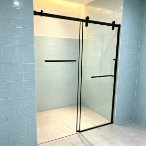 Matte Black Frameless Sliding Shower Door OEM ODM Tempered Glass Bathroom Partition