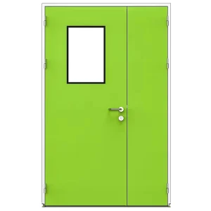 Medical Cleanroom Steel Swing Door Easy-to-Clean Unequal Double Leaf for Hospital, School, Industrial, and Interior Use