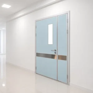 Medical Soundproof Powder Coated Steel Swing Door Single Double Unequal Leaf Hospital Ward Door