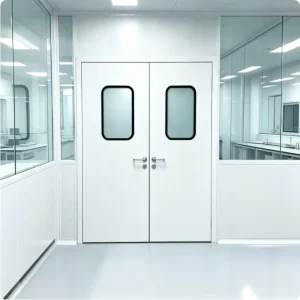 Medical Ward Steel Swing Door with Vision Glass and Push Plate