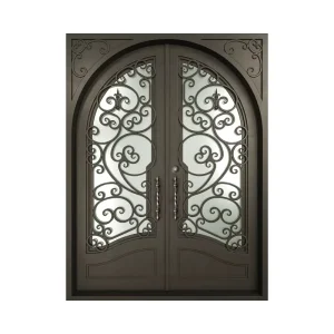 Mediterranean Style Villa Entrance Single Arch Iron Door