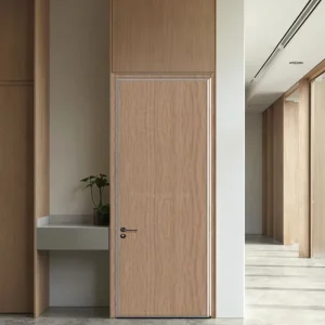 Melamine Teak Wood Grain Solid Interior Doors for Apartments, Bedrooms, Homes, Kitchens, Schools, Offices, and Gyms