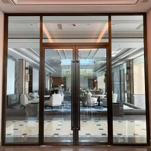 Metal Double-Glazed Exterior Swing Door with Aluminum Spring for Hotel Use