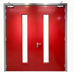 Metal Fire Rated Double Swing Door with Glass Kit for Commercial Residential Use