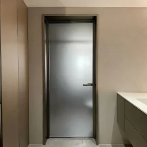 Metal-Framed Frosted Glass Shower Door Shaker Style