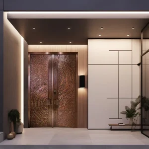 Metal Soundproof Fire-Resistant Anti-Theft Insulated Copper Front Door with Smart Lock