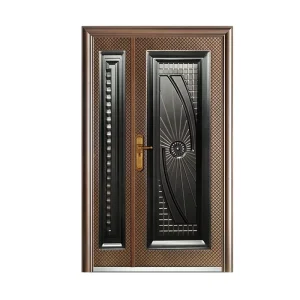 Metal Steel Doors Copper Imitation Wire Drawing Sun Proof Sound Insulated Iron Front Door