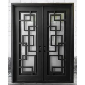 Midcentury Modern Wrought Iron Security Front Entrance Door