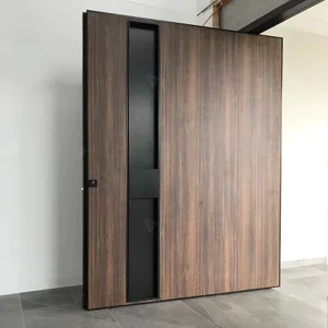 Minimalist Aluminum Alloy Pivot Entrance Door with Glass Panels