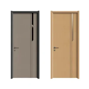 Minimalist Arched Recessed Panel Solid Wood Interior Door with Aluminium Alloy Frame Soundproof