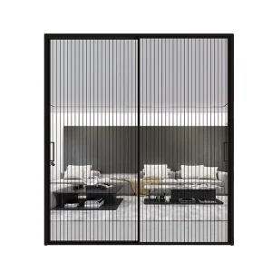 Minimalist Black Aluminium-Framed Glass Bathroom Sliding Door