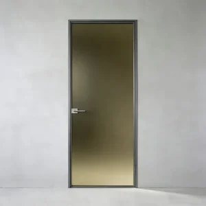 Minimalist Commercial Aluminum Alloy Swing Casement Door Sound Insulation Durable Double Glass for Hotel Bedroom Bathroom Apartment