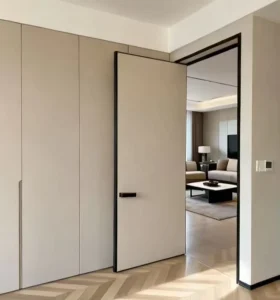 Minimalist Custom Aluminum Wood Swing Door with Sound Insulation for Bedroom