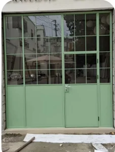 Minimalist Double-Opening Aluminum French Swing Door, Main Entry Front Door, Finished Interior Door