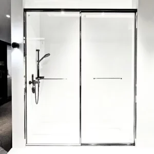 Minimalist Double Sliding Custom Tempered Glass Shower Room for Hotel Projects