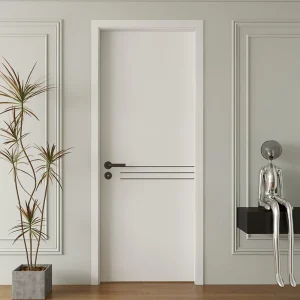 Minimalist Finished Solid Wood Interior Door for Bedroom, Manual Opening