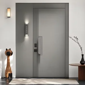 Minimalist Flat Cast Aluminum Mother-Son Villa Entrance Door Modern Swing Exterior Security Front Door