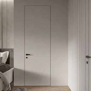 Minimalist Flush Interior Slab Door with Frameless Flat Panel and Finished Surface for Hotel, Bedroom, or Apartment