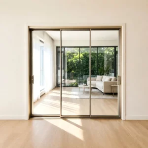 Minimalist Interior Glass Sliding Door Narrow Frame Aluminum Alloy Partition Door for Home Office and Bedroom