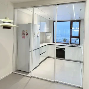 Minimalist Internal Indoor Kitchen Bedroom Bathroom Apartment Double-Glazed Glass Sliding Door Thermal Insulation