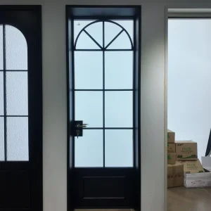 Minimalist K draw Ultra Narrow Frame Fireproof Soundproof Steel Glass Swing Door Push Pull Opening for Bedroom