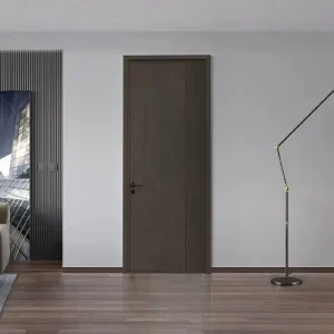 Minimalist Linear-Decor MDF PVC-Coated Interior Door with Custom Color for Modern Villa Rooms
