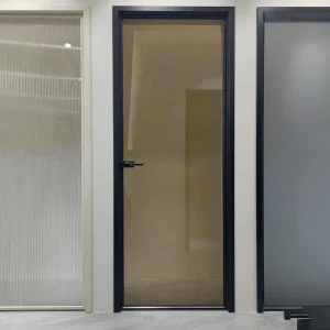 Minimalist Modern Powder-Coated Aluminum Alloy Glass Swing Door with Ultra-Narrow Frame for Bathroom, Toilet, and Kitchen
