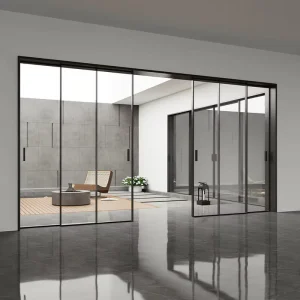 Minimalist Narrow Frame Aluminum Sliding Door Double Glazing Glass Sliding Door For Modern House Balcony Living Room Design