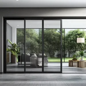 Minimalist Narrow Frame Aluminum Sliding Door Tempered Glass High Light Transmission for Kitchen Bedroom