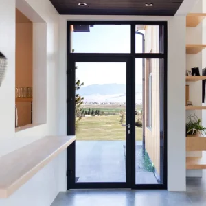 Minimalist Narrow Frame Sound-Insulated Aluminum Alloy Exterior Double-Glazed Swing Door for Villas