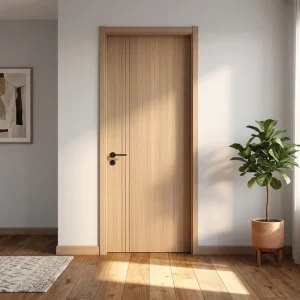 Minimalist PVC MDF-Core Interior Door with Frame, Fire Prevention, Customizable Size
