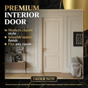 Minimalist Single Door Solid Wood Narrow Frame Flat Open Paint-Free Interior Door Sound Insulation Bedroom Light Luxury Polymer