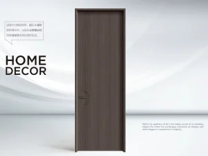 Minimalist Single Interior Door with Slim Aluminum Frame, Wood Grain Finish, and Waterproof Design