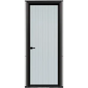 Minimalist Slim Frame Aluminum Swing Door Soundproof Waterproof Hollow Tempered Glass Interior Doors