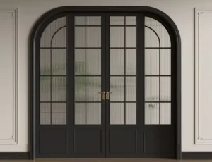 Minimalist Slimline Aluminum Hinged Swing Door with Narrow Frame and Double Glass for House